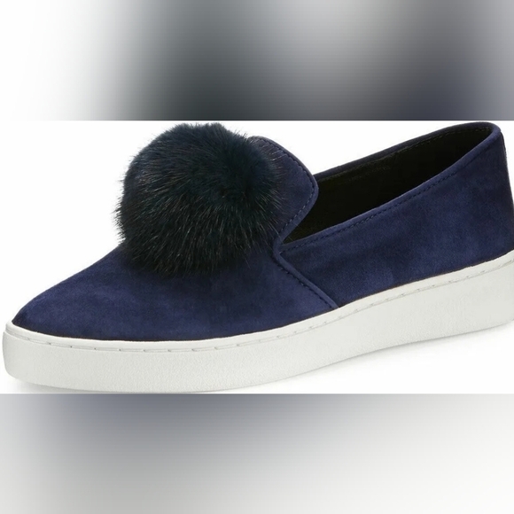 Michael Kors Collection Eddy Pom-Pom Suede Slip-On Sneakers Navy Size 6.5 US - Picture 3 of 16
